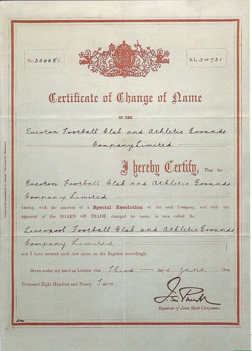 Сертификат о смене имени
