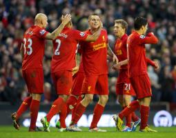 Даниэль Аггер празднует гол «Саутгемптону» (c) LiverpoolFC.com