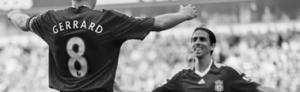 Стивен Джеррард и Йосси Бенаюн празднуют гол в ворота «Бёрнли» (c)LiverpoolFC.tv